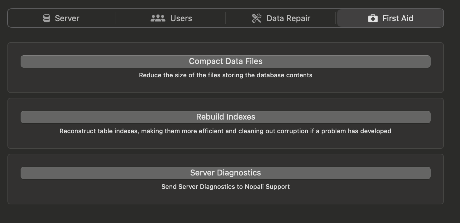 Server First Aid Panel